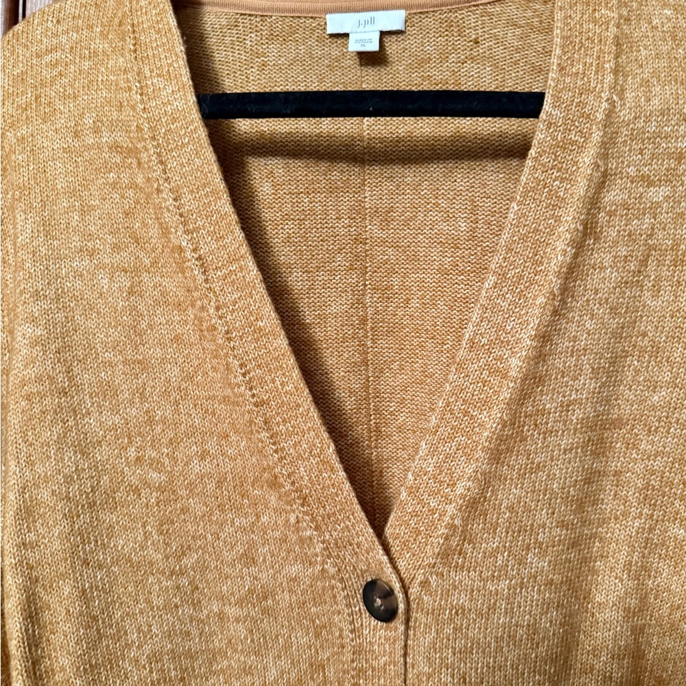 J. Jill Mustard Cardigan Sweater - Picture 2 of 4